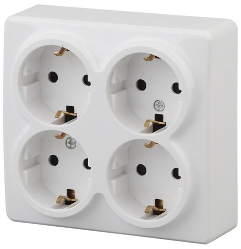 Розетка с заземлением накладная Эра Эксперт 4-м. белый картинка